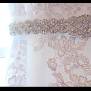 Bridal pearl & rhinestone belt appliqué